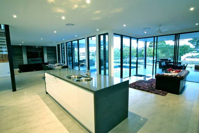The kitchen's modern, island bench is perfect for entertaining